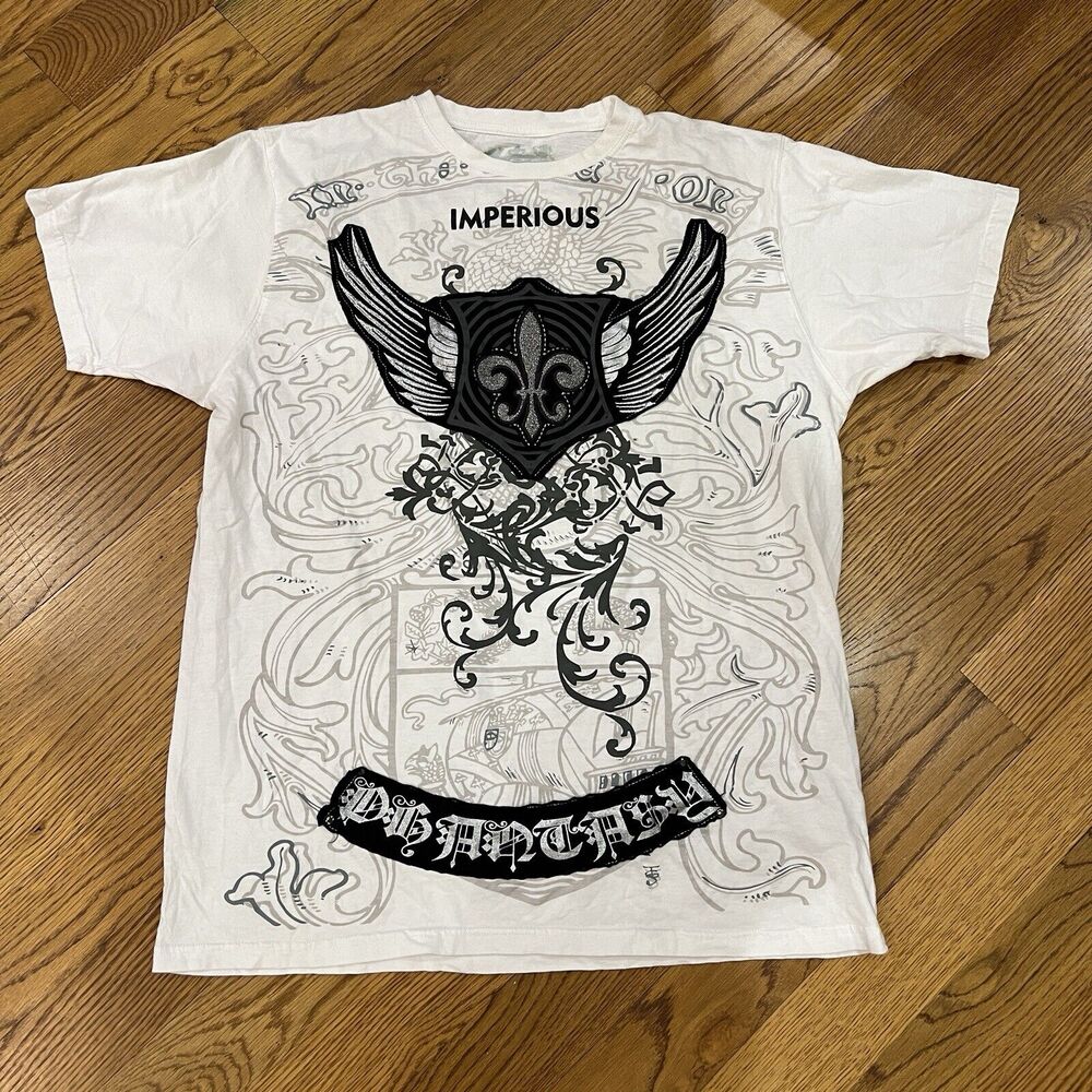 Imperious Delf Trading Tee Shirt Ornate Black & White Mens Size XL